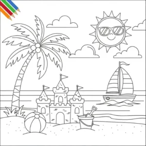 Kleurplaat Zomervakantie thumbnail