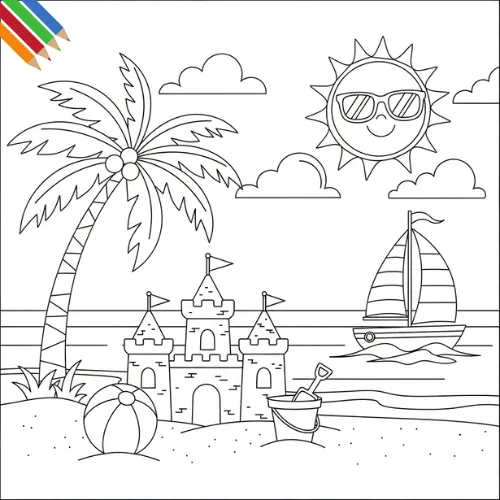 Kleurplaat Zomervakantie thumbnail