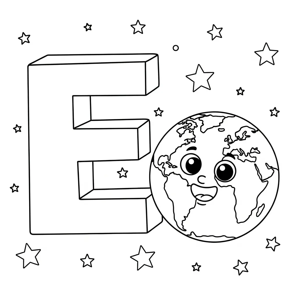 Letter E Kleurplaat