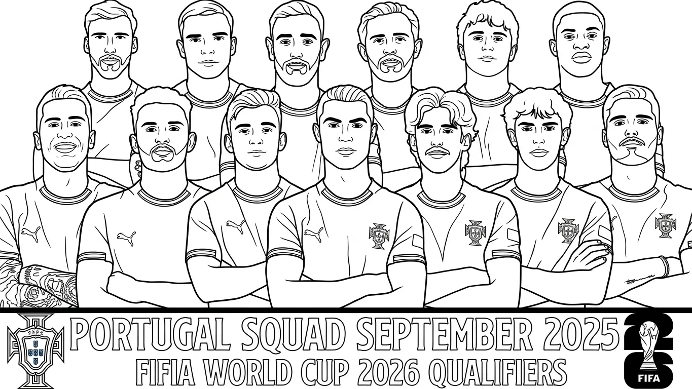 Portugees voetbalelftal WK 2026 Kleurplaat 29 Portugees voetbalelftal WK 2026 Kleurplaat 21