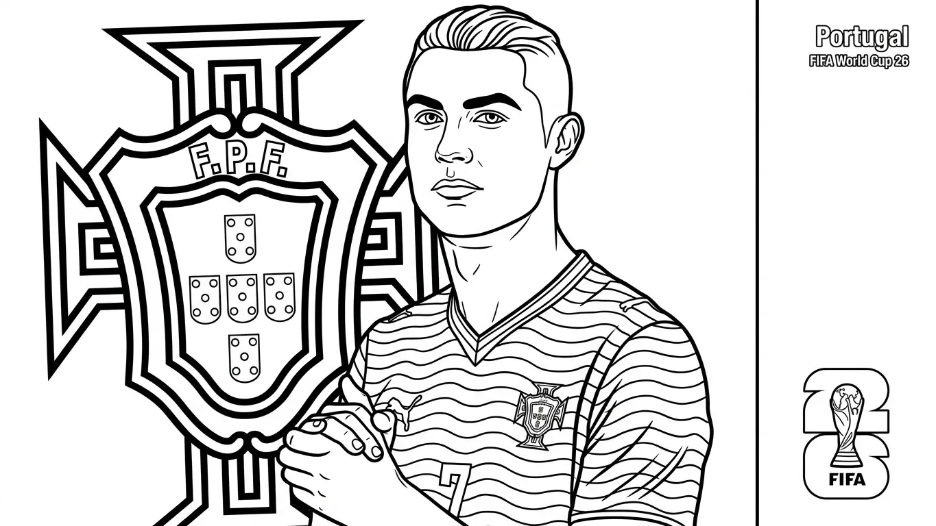 Portugees voetbalelftal WK 2026 Kleurplaat 27 Portugees voetbalelftal WK 2026 Kleurplaat 19