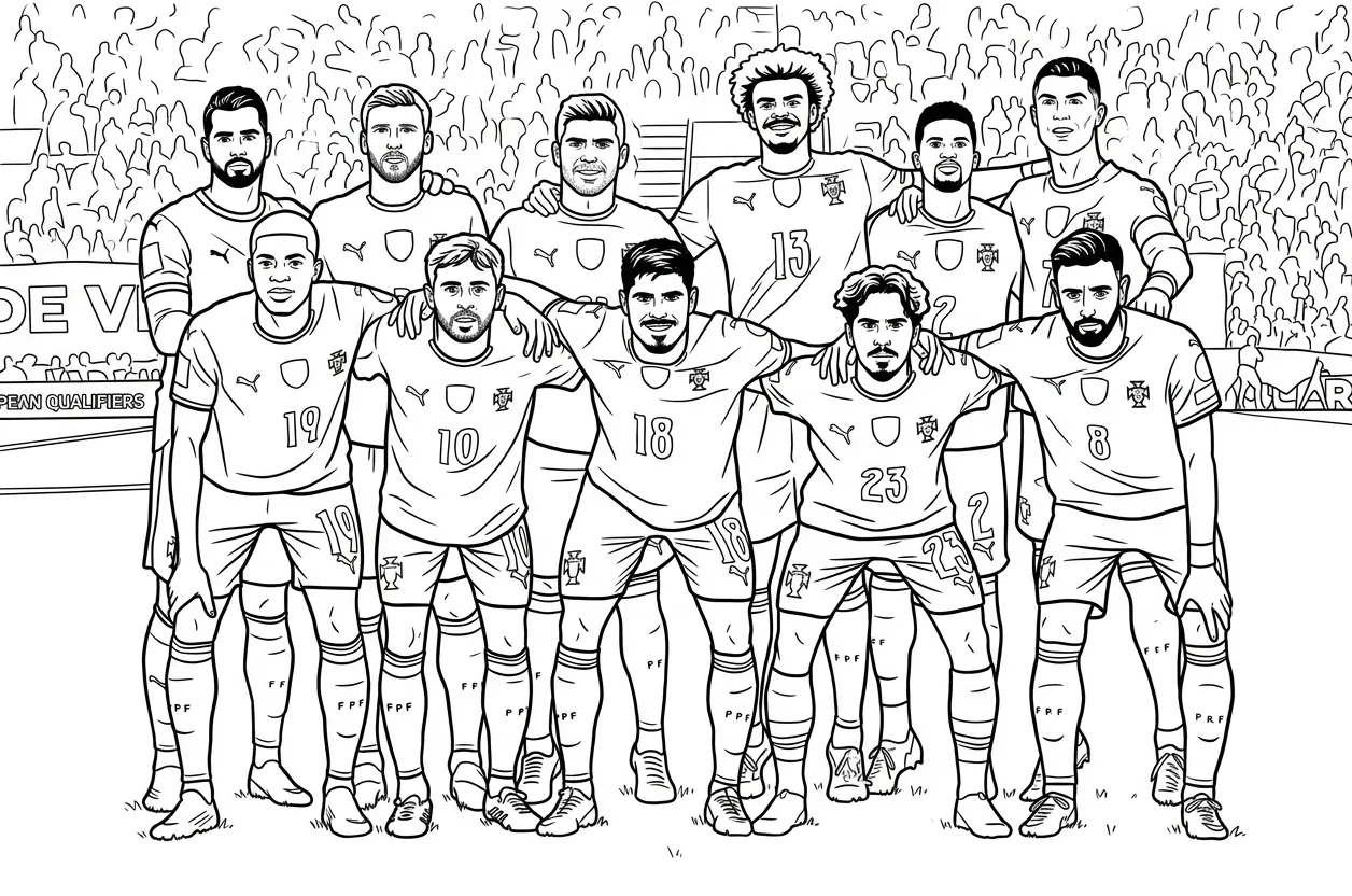 Portugees voetbalelftal WK 2026 Kleurplaat 28 Portugees voetbalelftal WK 2026 Kleurplaat 20