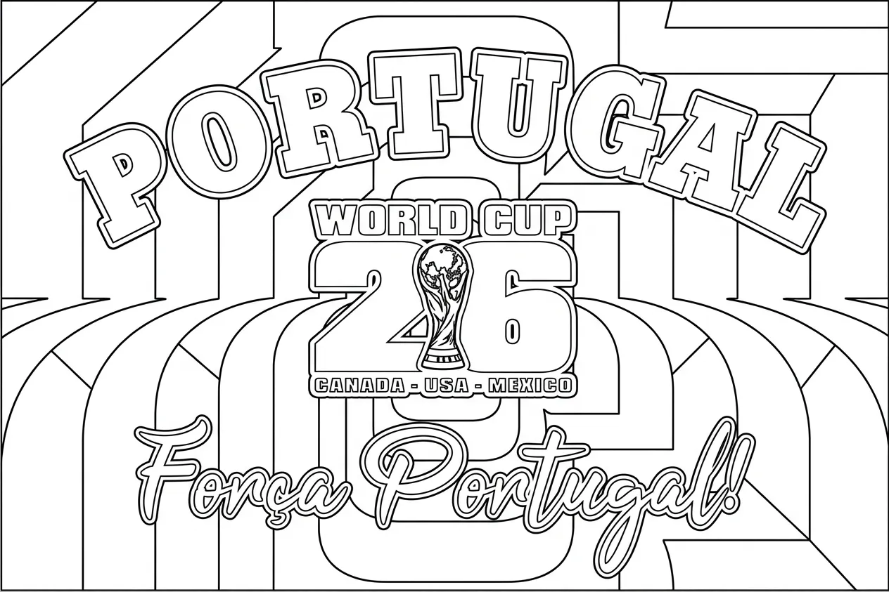 Portugees voetbalelftal WK 2026 Kleurplaat 31 Portugees voetbalelftal WK 2026 Kleurplaat 23