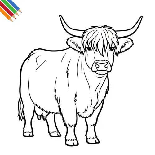 Schotse Hooglander Kleurplaat thumbnail