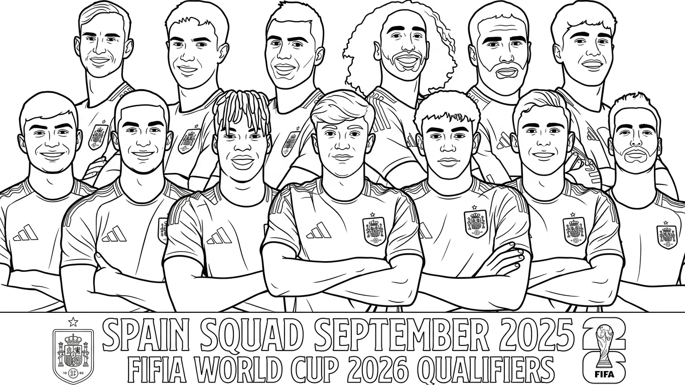 Spanje voetbalelftal WK 2026 Kleurplaat 5