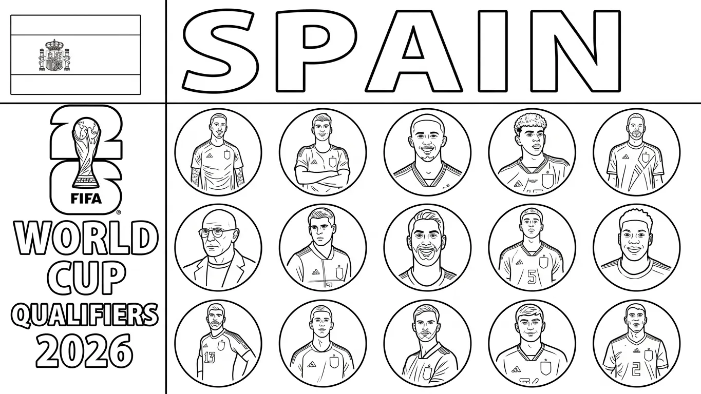 Spanje voetbalelftal WK 2026 Kleurplaat 14