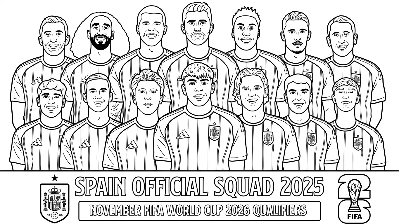 Spanje voetbalelftal WK 2026 Kleurplaat 15
