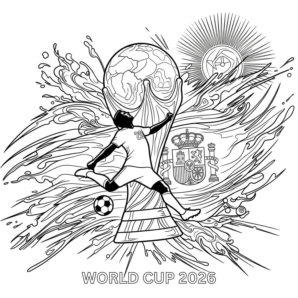 Spanje voetbalelftal WK 2026 Kleurplaat 16