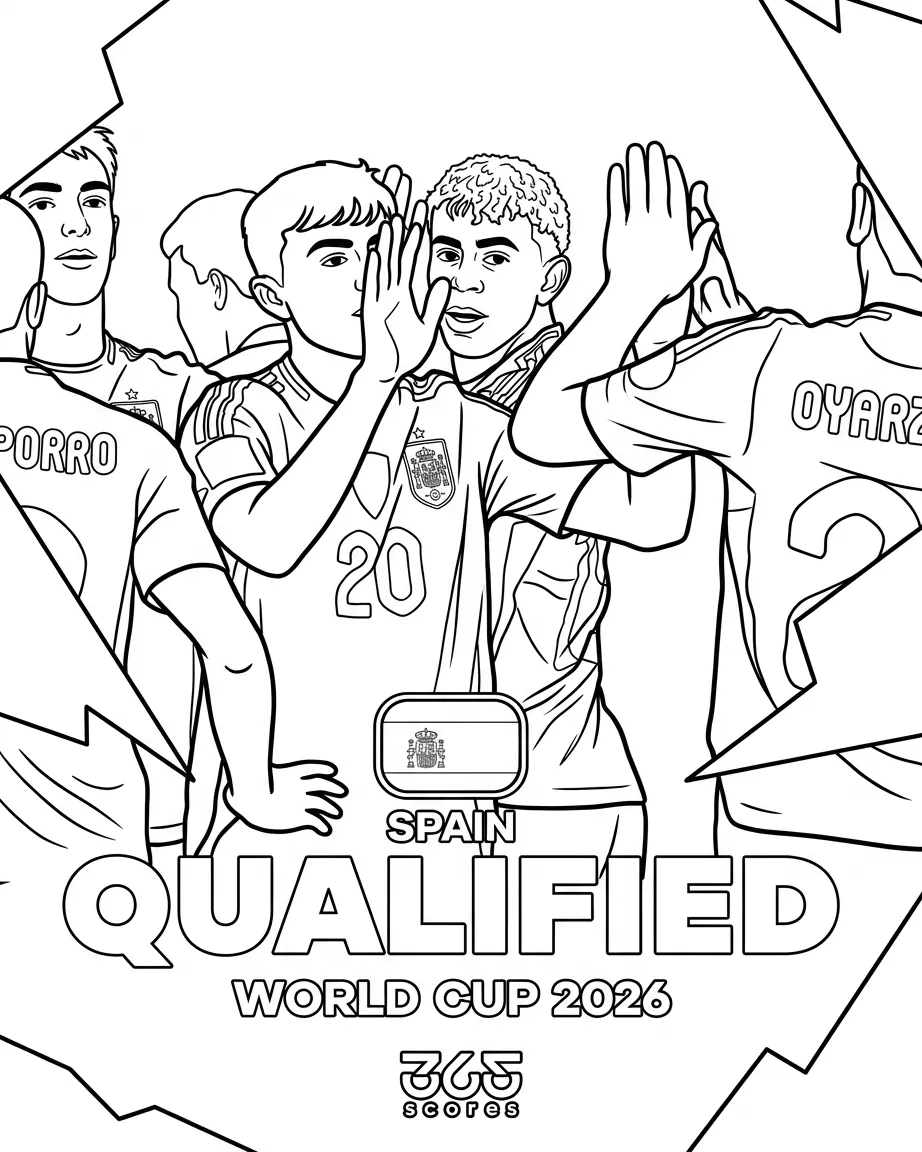 Spanje voetbalelftal WK 2026 Kleurplaat 12