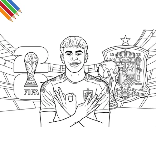Spanje voetbalelftal WK 2026 Kleurplaat thumbnail