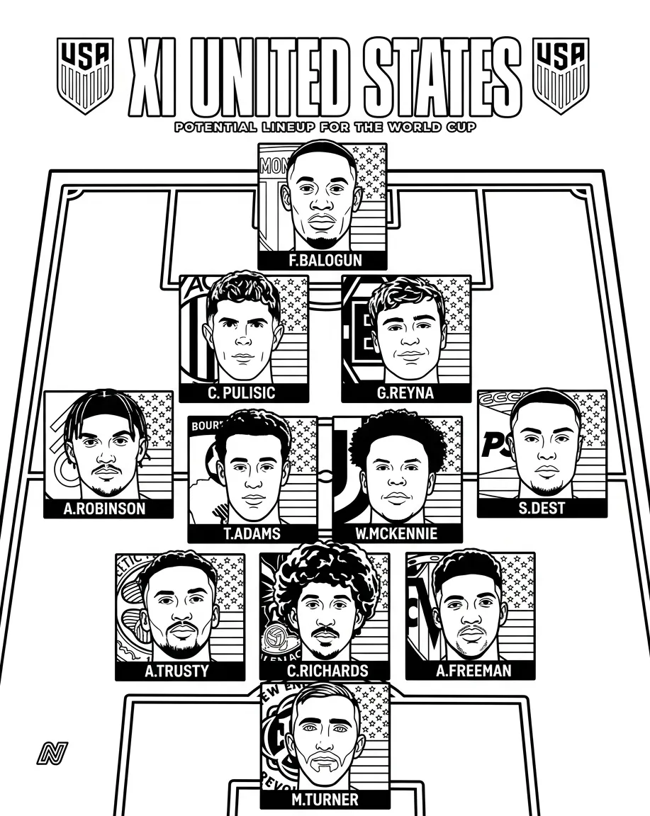 Verenigde Staten voetbalelftal WK 2026 Kleurplaat 8 Verenigde Staten voetbalelftal WK 2026 Kleurplaat