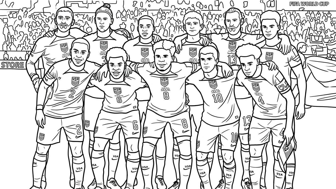 Verenigde Staten voetbalelftal WK 2026 Kleurplaat 11 Verenigde Staten voetbalelftal WK 2026 Kleurplaat 3