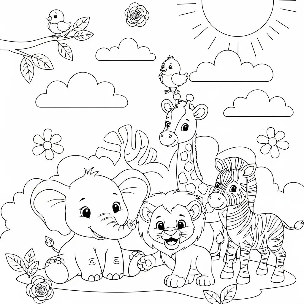 Kleurplaat Baby Dieren