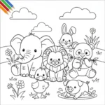 Kleurplaat Baby Dieren thumbnail