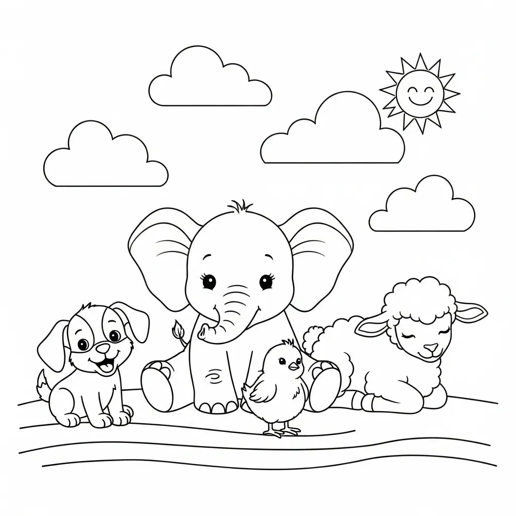Kleurplaat Baby Dieren 1
