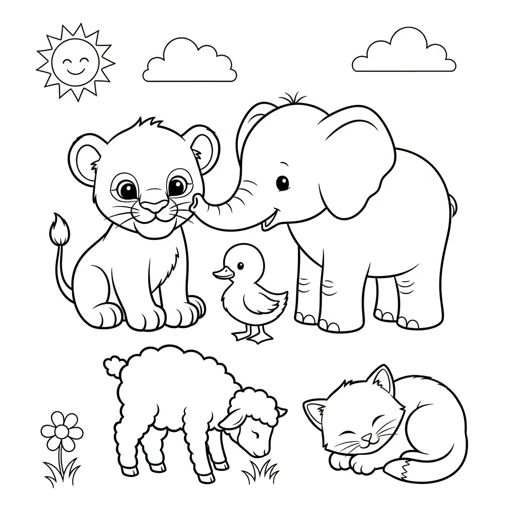 Kleurplaat Baby Dieren 8