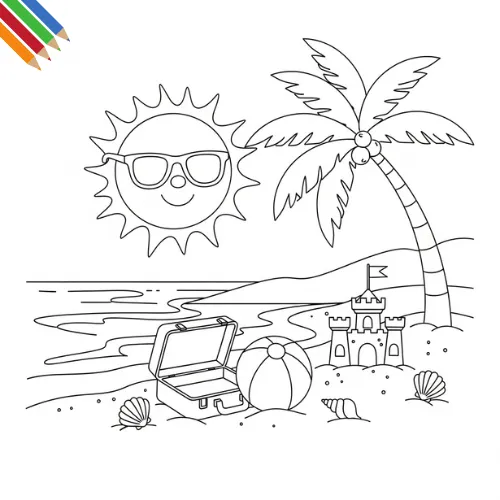 Kleurplaat Fijne Vakantie thumbnail