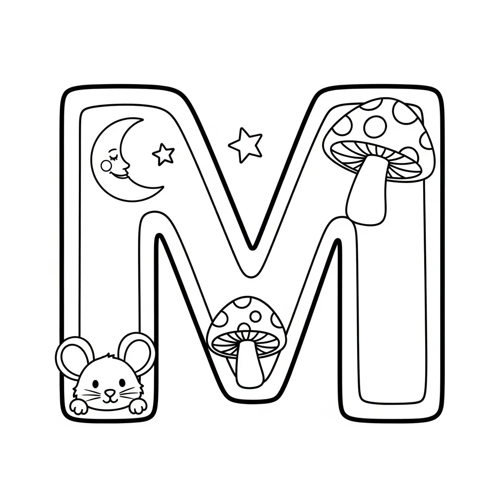 Letter M Kleurplaat 8 Letter M Kleurplaat