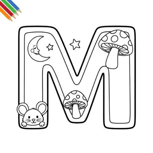 Letter M Kleurplaat thumbnail