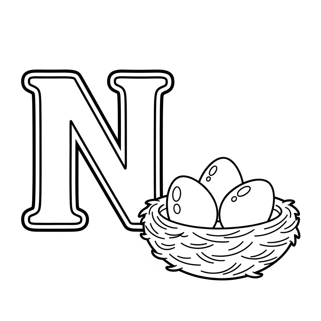 Letter N Kleurplaat 8