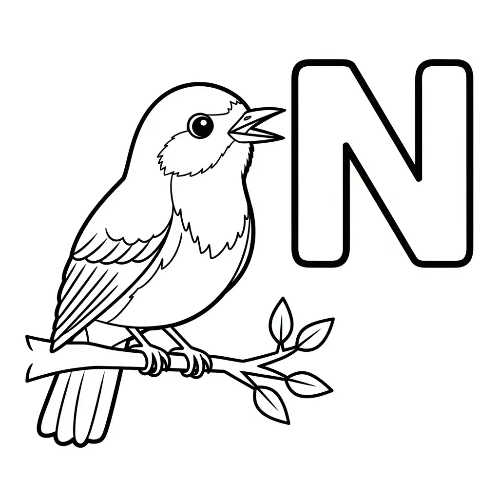Letter N Kleurplaat 9