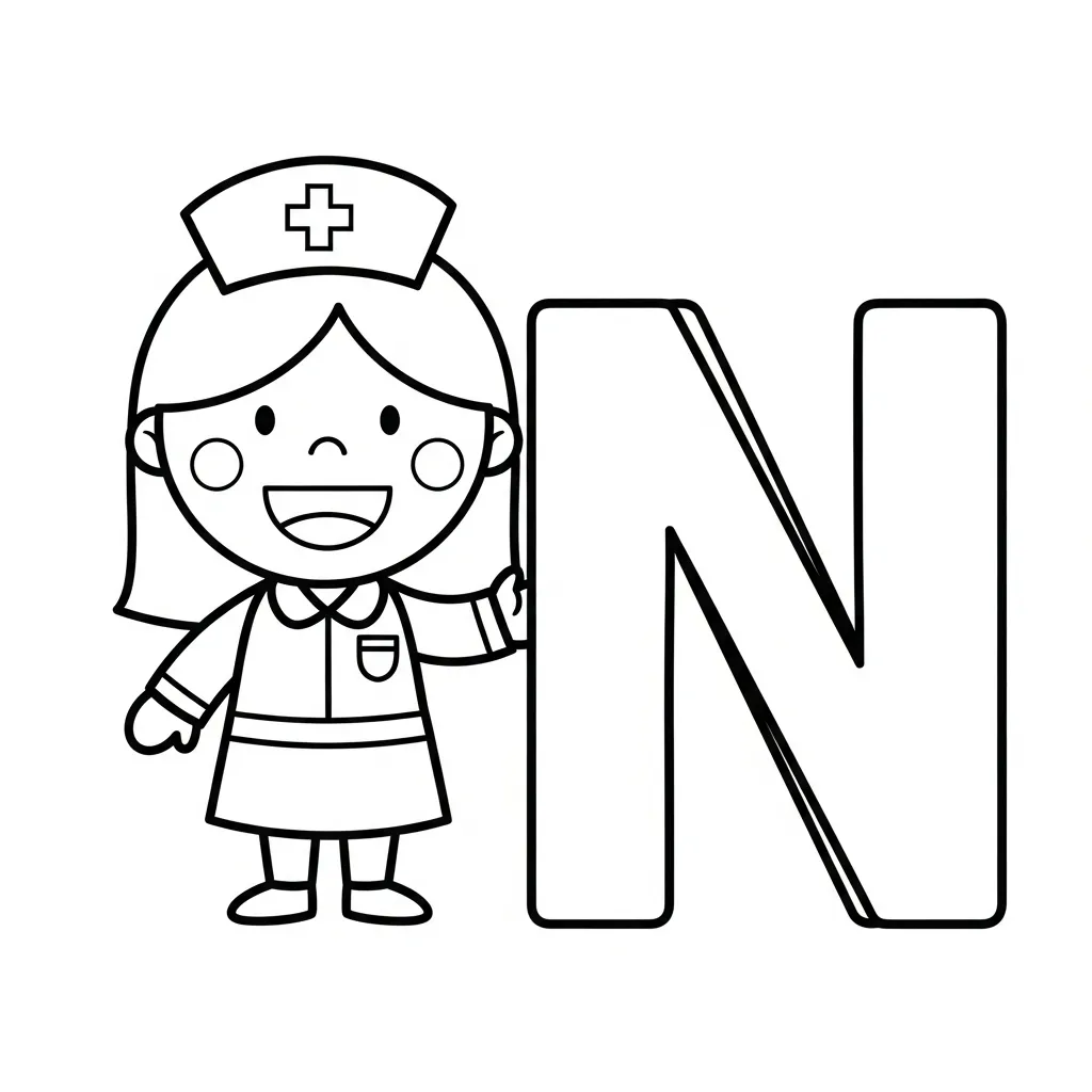 Letter N Kleurplaat
