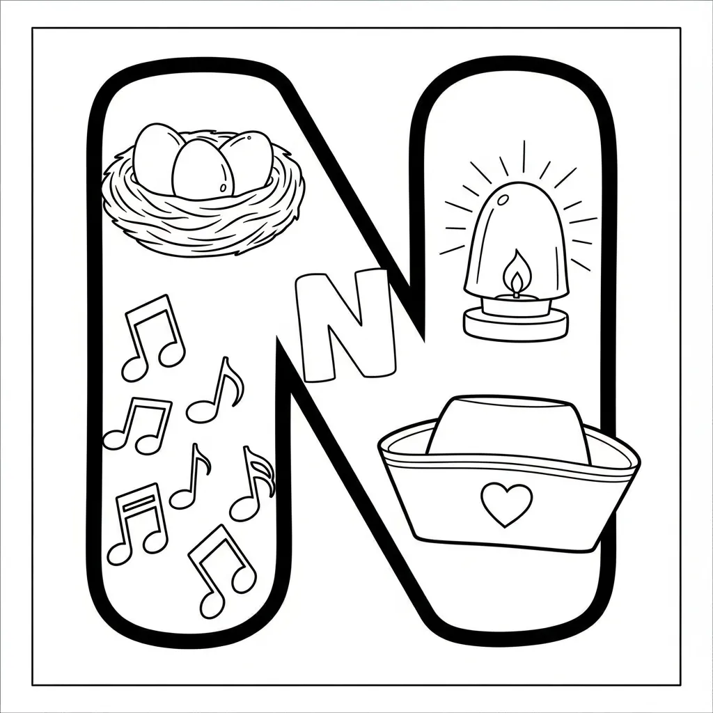 Letter N Kleurplaat 3