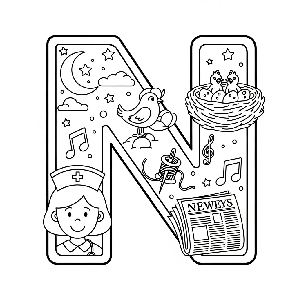 Letter N Kleurplaat 5