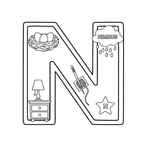 Letter N Kleurplaat thumbnail