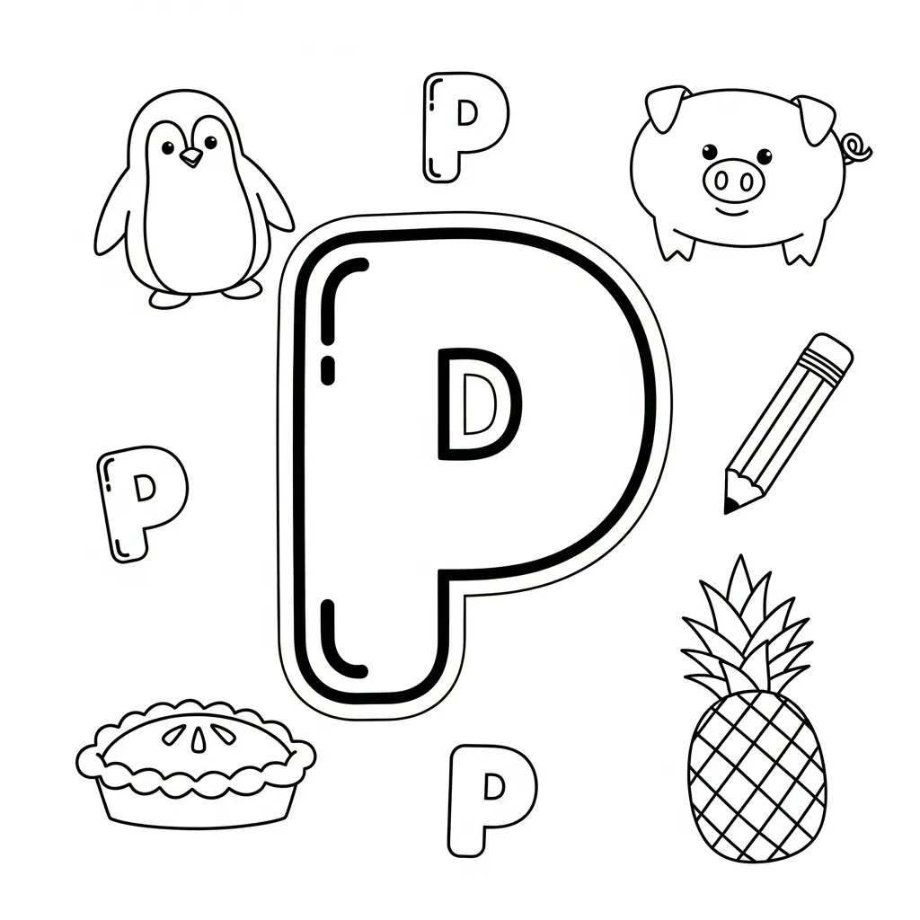 Letter P Kleurplaat 10 Letter P Kleurplaat 2