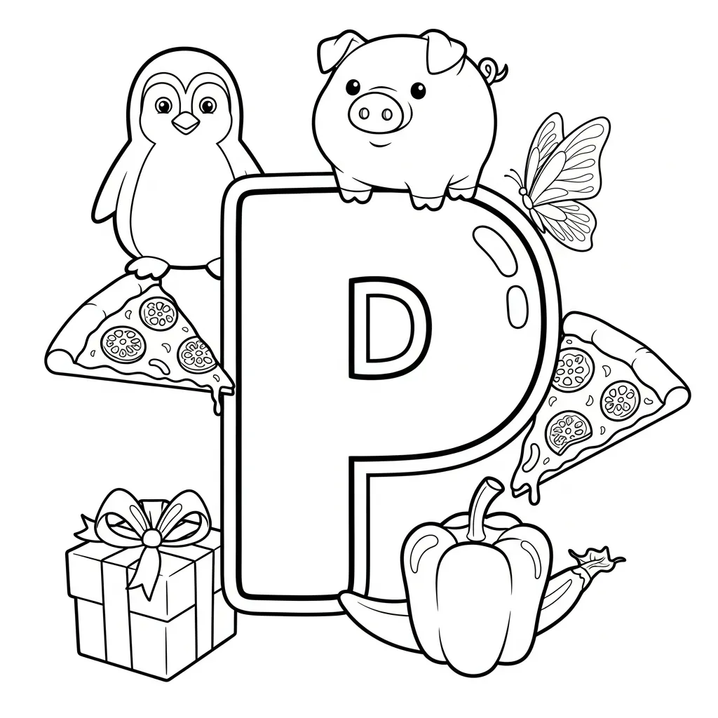 Letter P Kleurplaat 11 Letter P Kleurplaat 3