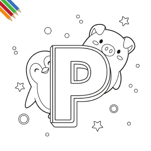 Letter P Kleurplaat thumbnail
