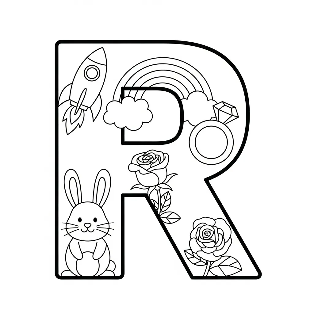 Letter R Kleurplaat 18 Letter R Kleurplaat 10