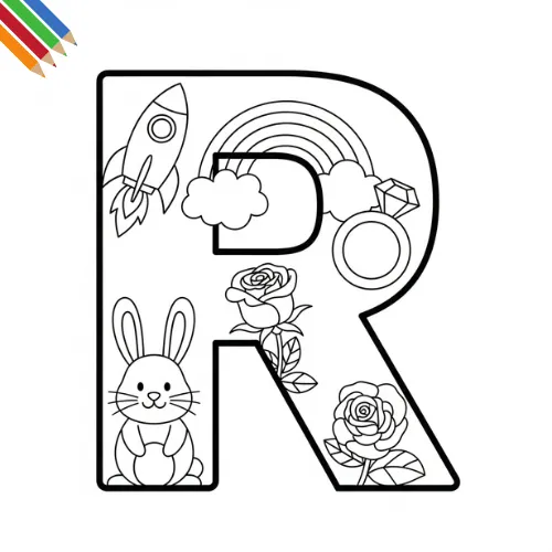 Letter R Kleurplaat thumbnail