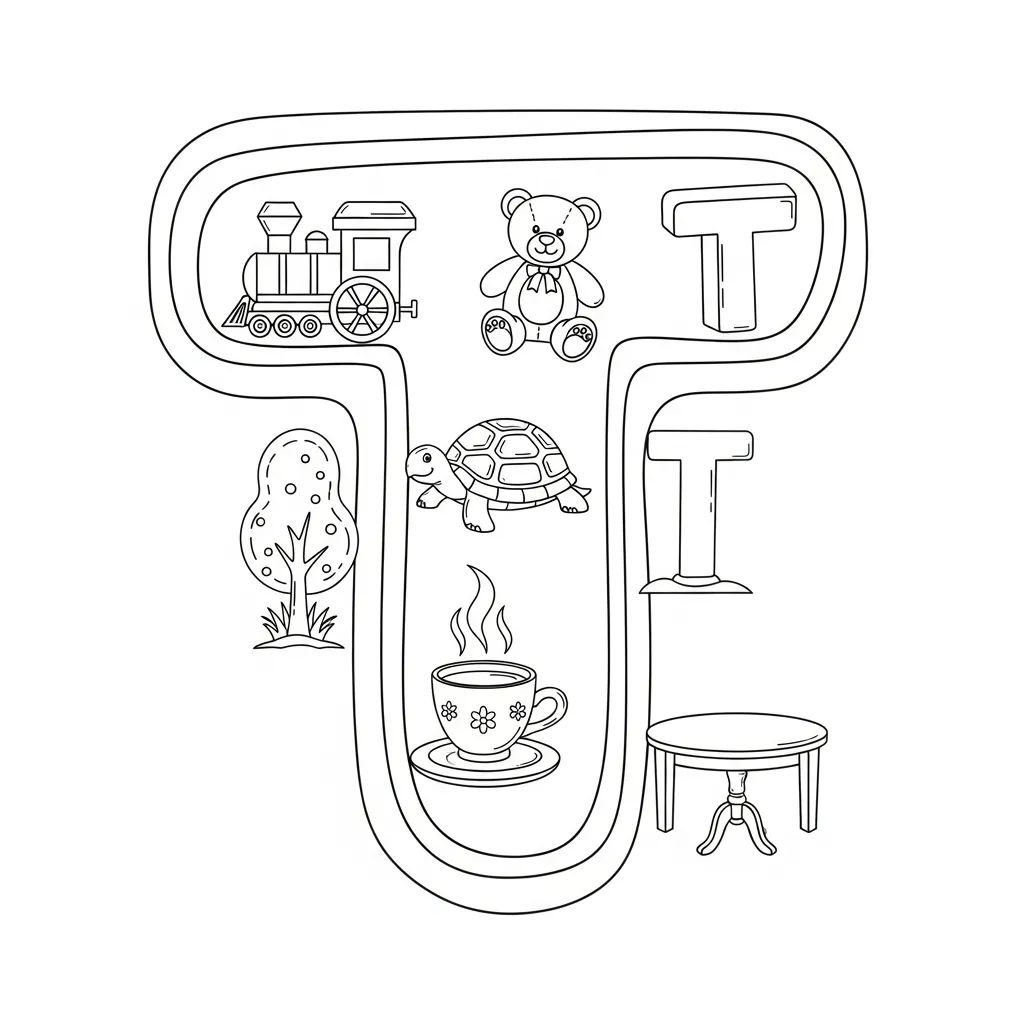 Letter T Kleurplaat 7