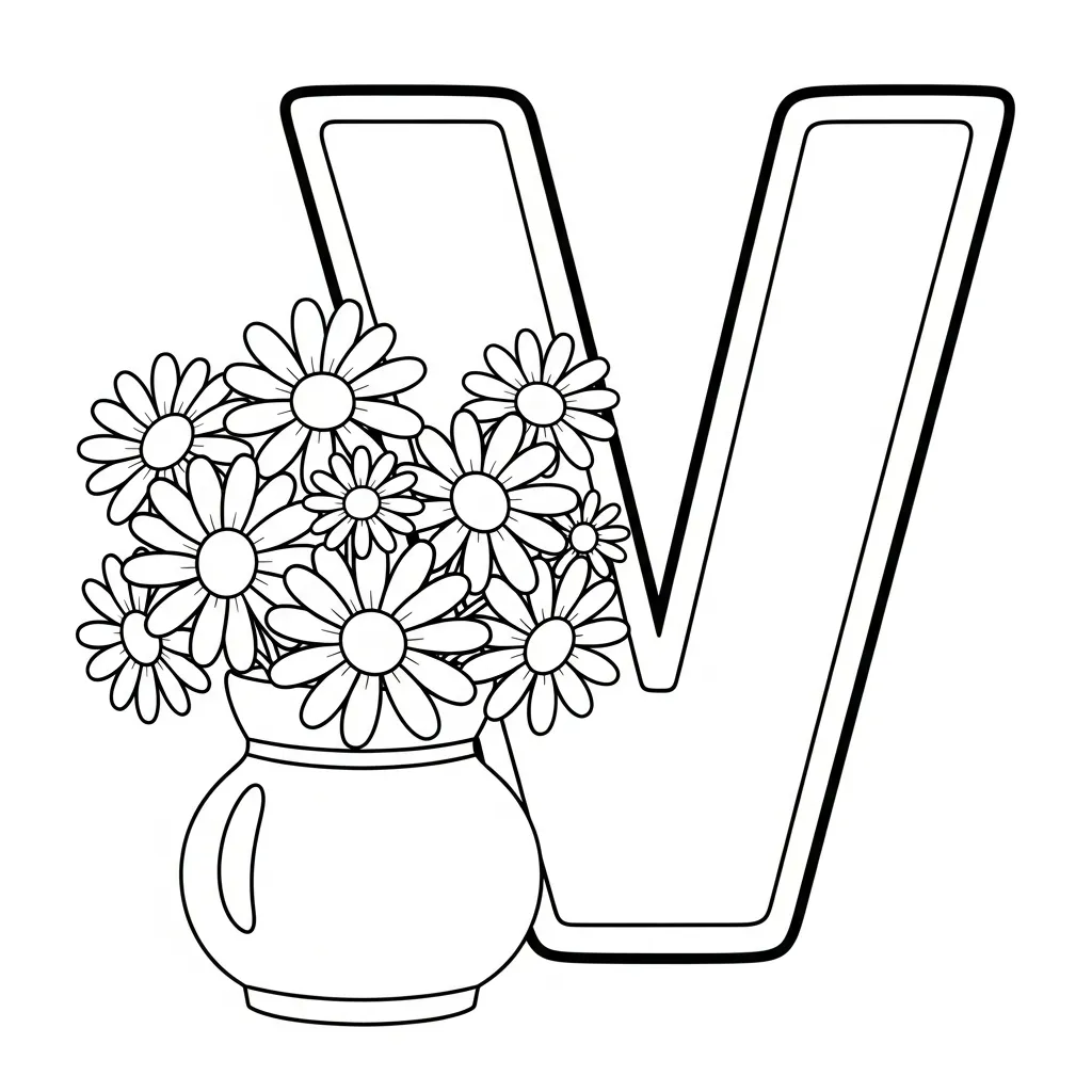 Letter V Kleurplaat 9