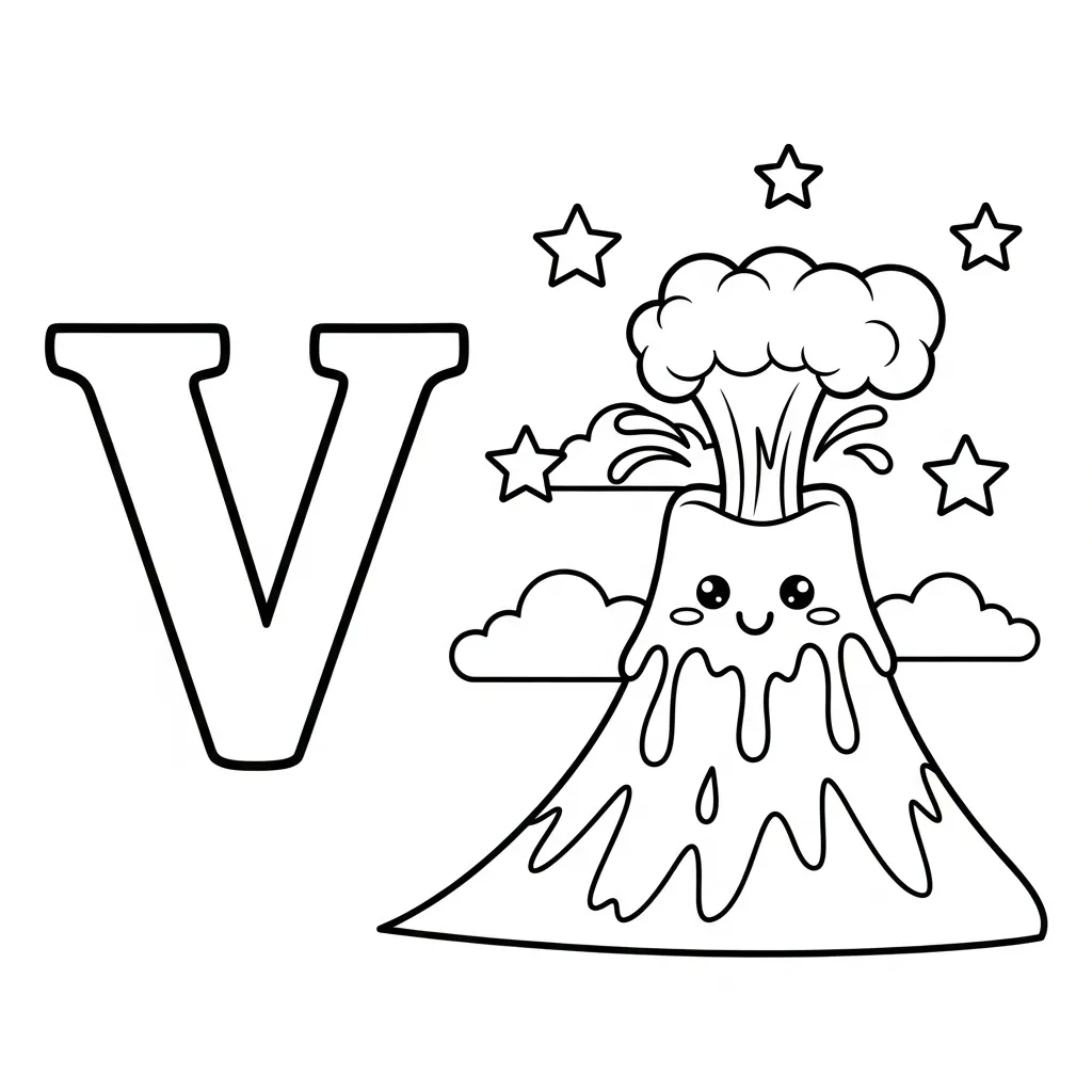 Letter V Kleurplaat