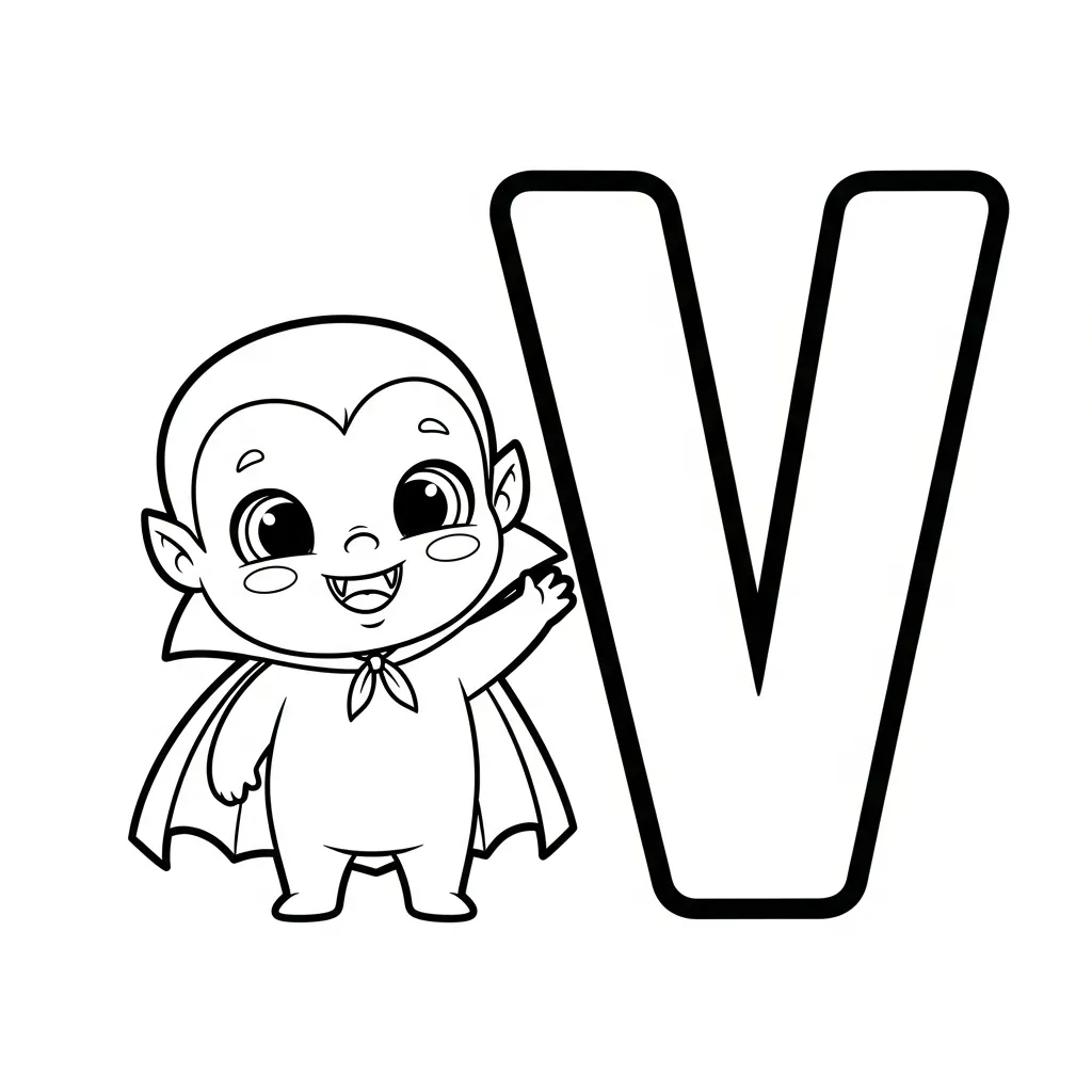 Letter V Kleurplaat 7