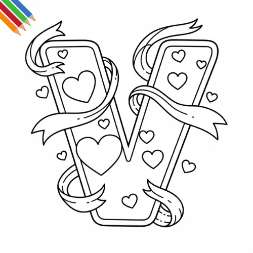 Letter V Kleurplaat thumbnail