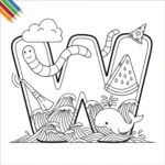 Letter W Kleurplaat thumbnail