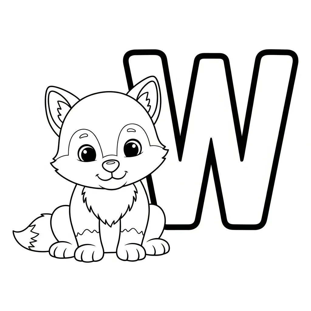 Letter W Kleurplaat 1