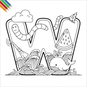 Letter W Kleurplaat thumbnail