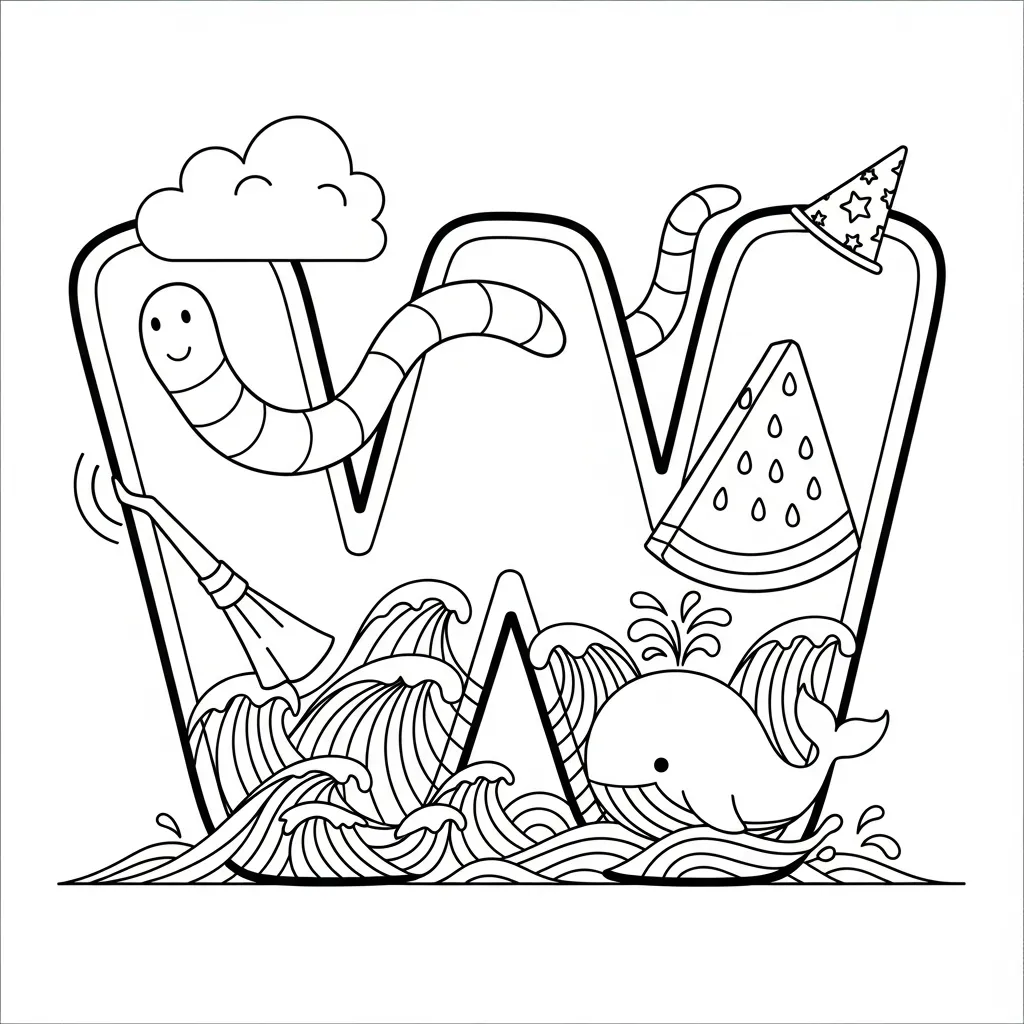 Letter W Kleurplaat 7