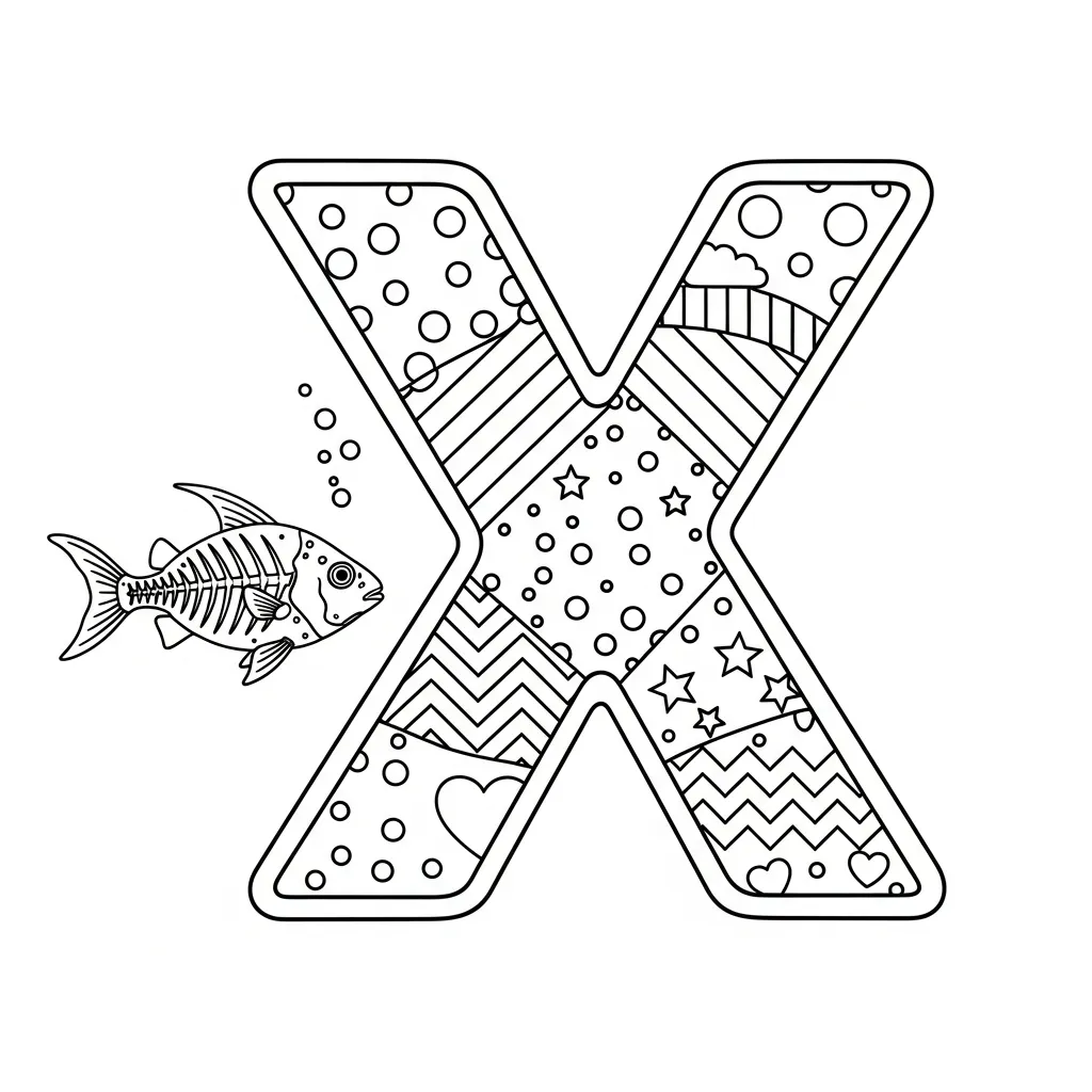 Letter X Kleurplaat