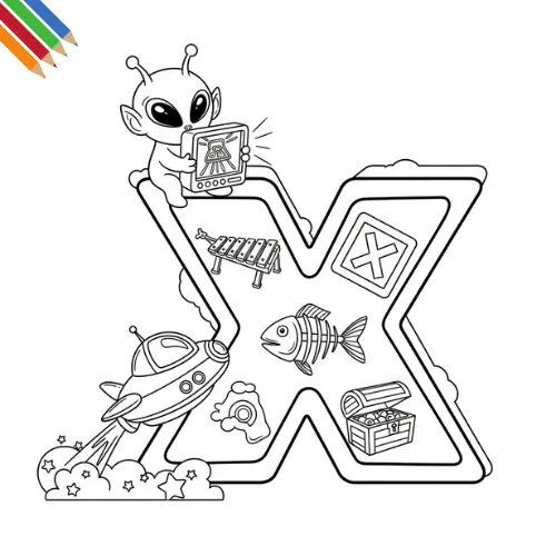 Letter X Kleurplaat thumbnail