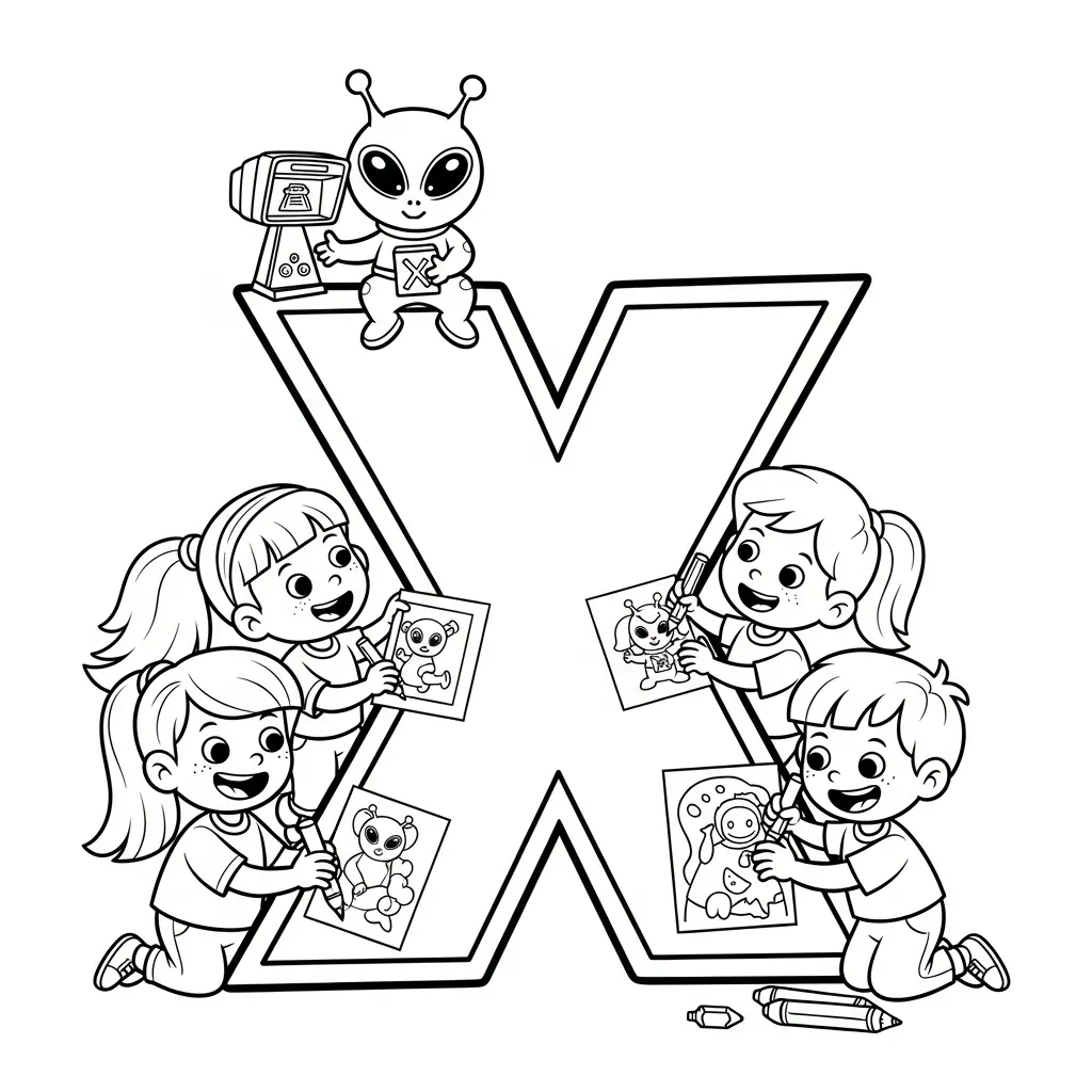 Letter X Kleurplaat 3