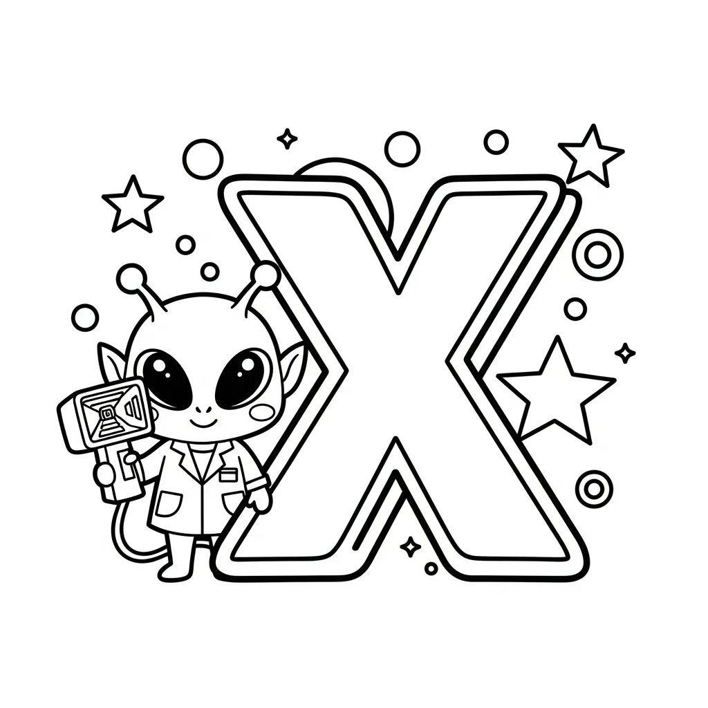 Letter X Kleurplaat 4