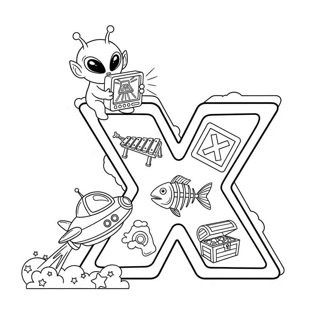 Letter X Kleurplaat 5