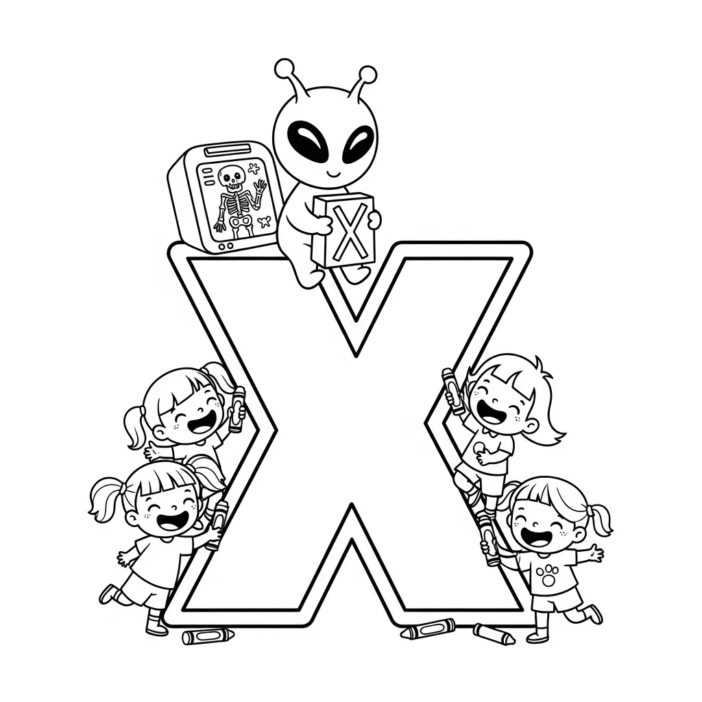 Letter X Kleurplaat 6