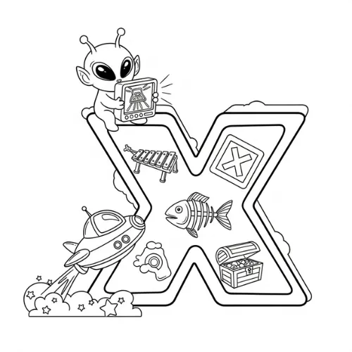 Letter X Kleurplaat thumbnail